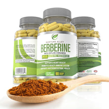 Load image into Gallery viewer, Premium Berberine HCL 1400mg Plus Organic Ceylon Cinnamon 90 Caps and is Gluten Free