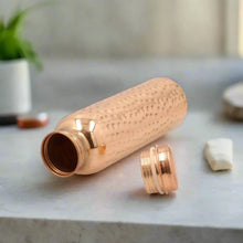 Load image into Gallery viewer, 34oz Pure Copper Water Bottle - Handmade Hammered Finish - Ayurvedic Health Personal Health Shop