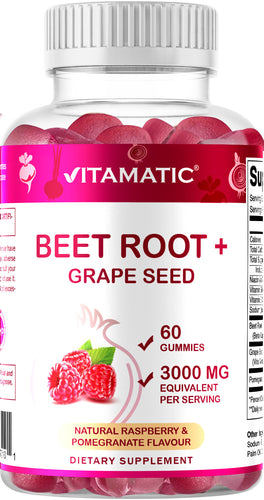 Beetroot + Grape seed Natural Raspberry and pomegranate 3000mg equivalent per serving