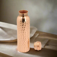 Load image into Gallery viewer, 34oz Pure Copper Water Bottle - Handmade Hammered Finish - Ayurvedic Health Personal Health Shop
