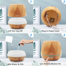 Load image into Gallery viewer, 550ml Essential Oil Diffuser,5 In 1 Aromatherapy Ultrasonic Cool Mist Humidifier