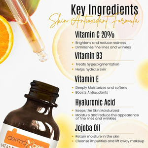 Pure Vitamin C 20% Face Serum with Vitamin E & Hyaluronic Acid – Best Natural Anti-Wrinkle & Hydrating Formula