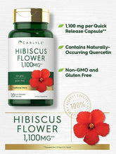 Load image into Gallery viewer, Bottle of Hibiscus Flower Capsules – 1,100 mg antioxidant herbal supplement for heart health, detox, and immune support – gluten-free, non-GMO, 120-day supply