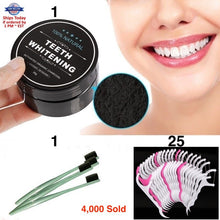 Load image into Gallery viewer, Charcoal Whitening Powder with Eco-Friendly Bamboo Toothbrush Dual-Action Flossers