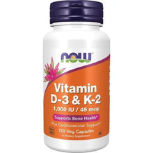 Load image into Gallery viewer, Vitamin D-3 &amp; K-2 120 Veg Caps Swanson Vitamins