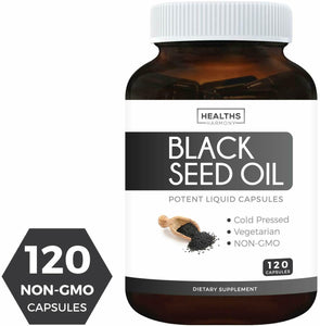 Black Seed Oil - 120 Softgel Capsules Non-GMO & Vegetarian Premium Cold-Pressed