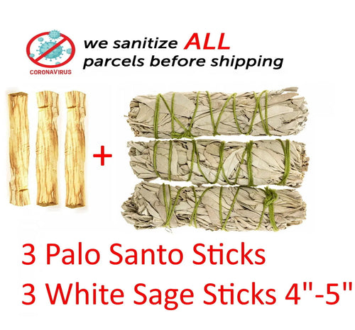 3 Palo Santo Wood & 3 White Sage Smudge Sticks lovelustbox