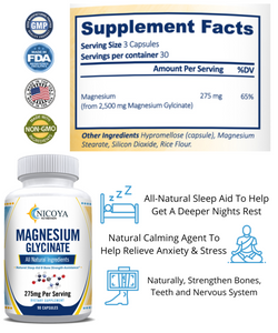 Magnesium Glycinate For Improved Sleep, Stress & Anxiety Relief (275MG)